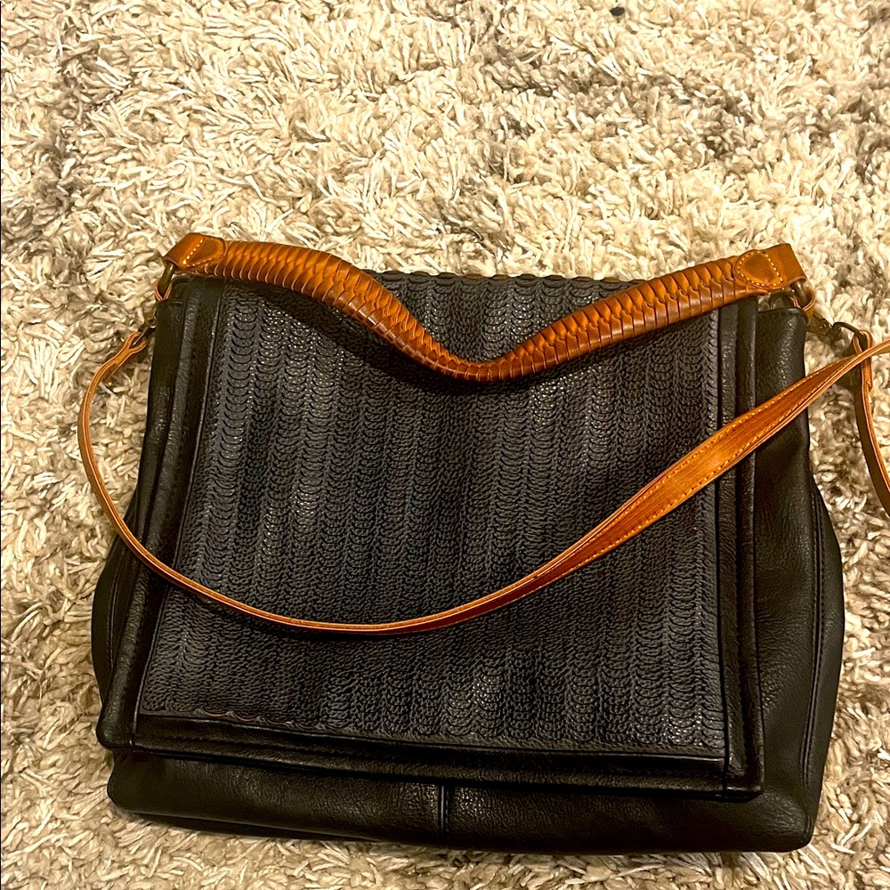 Free People Black and Brown Woven Bag